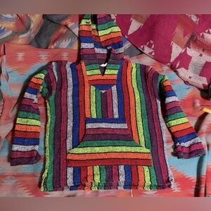 Hippie 60s Baja hoodie / size L / Colorful / Rainbow